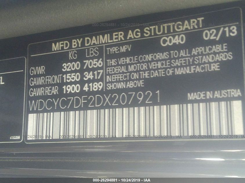 VIN WDCYC7DF2DX207921 2013 Mercedes-Benz G-Class, 6... no.9