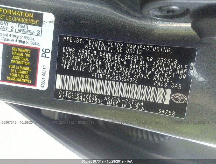 4T1BF1FK5DU694023