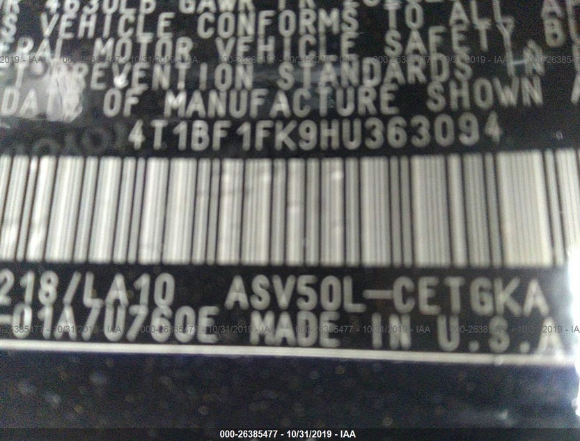 4T1BF1FK9HU363094