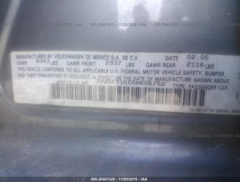 3VWSF71K55M606752