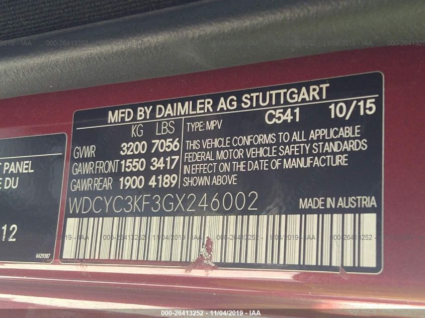 VIN WDCYC3KF3GX246002 2016 Mercedes-Benz G-Class, 550 no.9