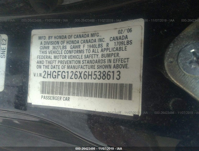 2HGFG126X6H538613