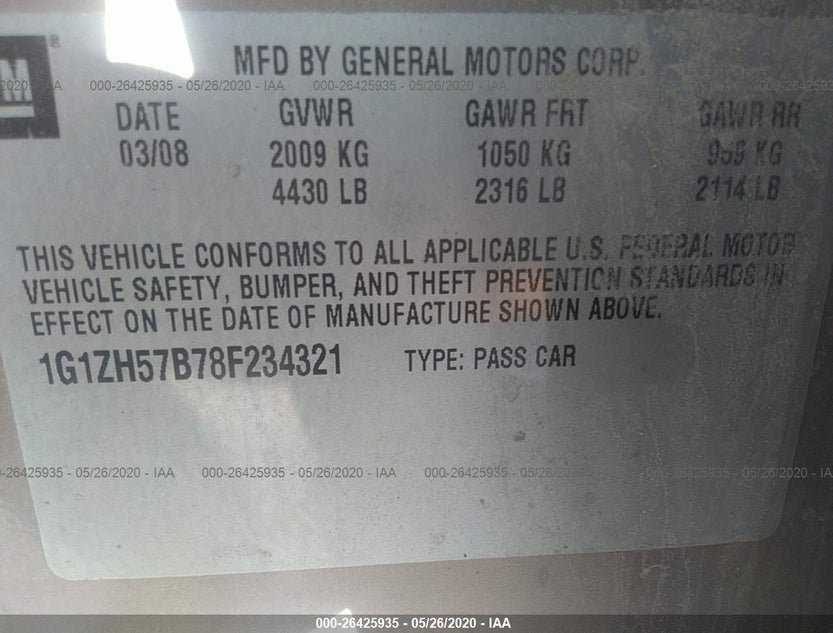 1G1ZH57B78F234321