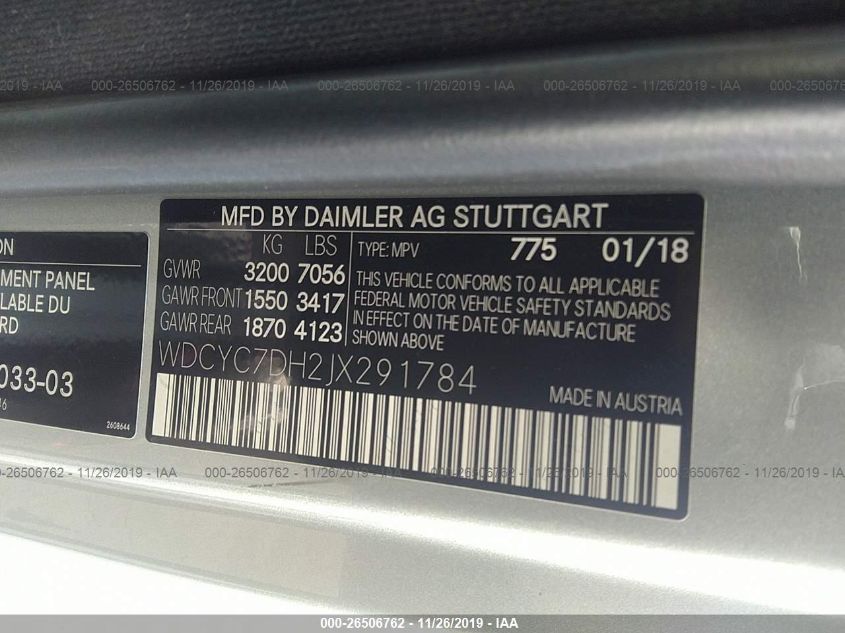 VIN WDCYC7DH2JX291784 2018 Mercedes-Benz G-Class, 6... no.9