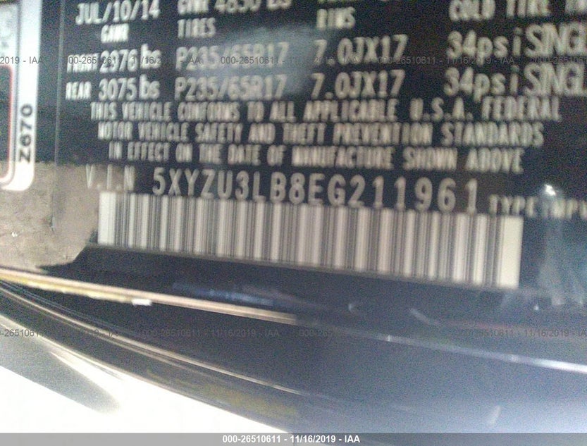 5XYZU3LB8EG211961