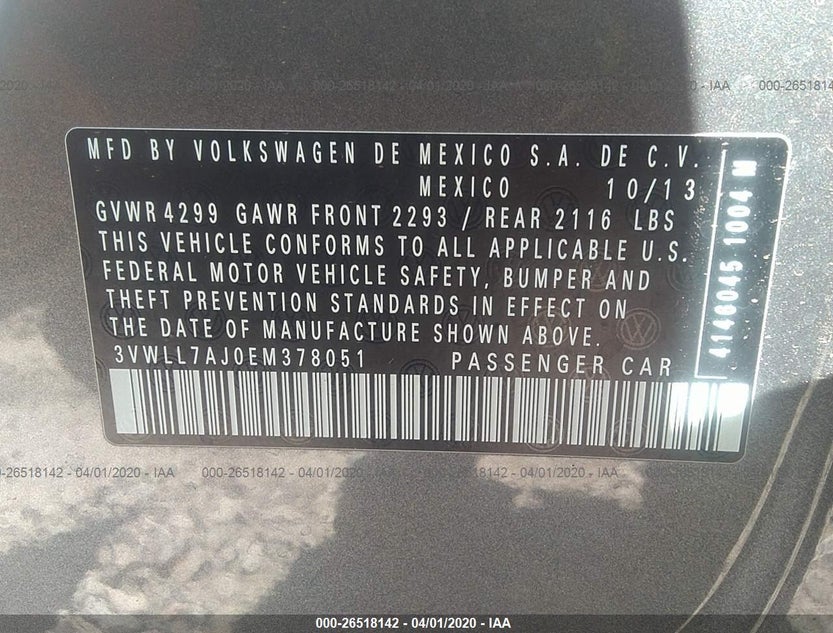 3VWLL7AJ0EM378051