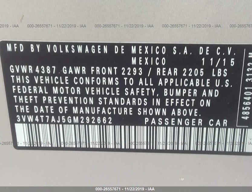 3VW4T7AJ5GM292662