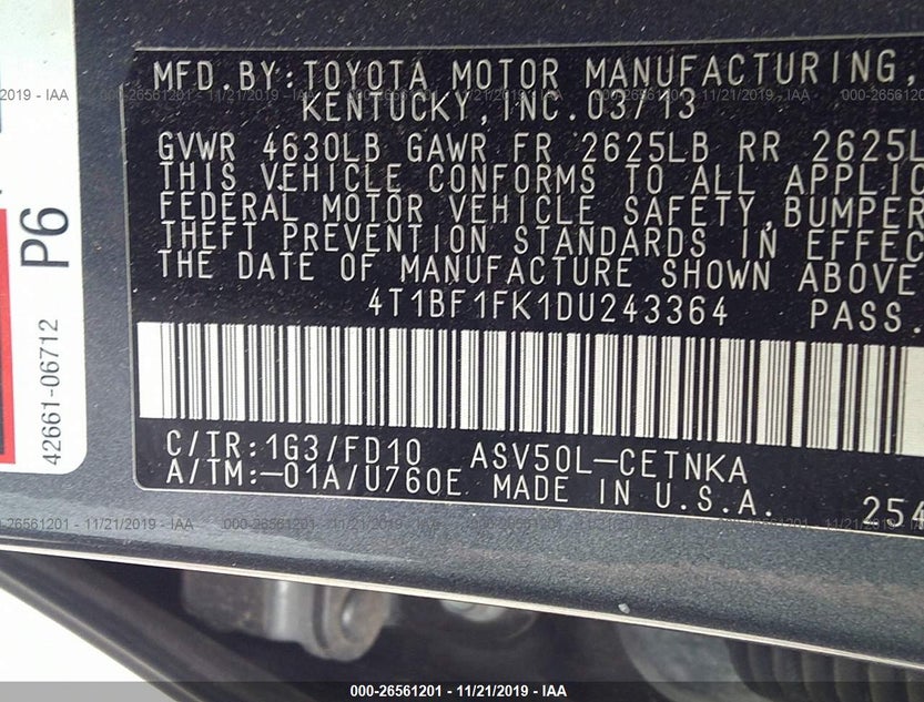 4T1BF1FK1DU243364