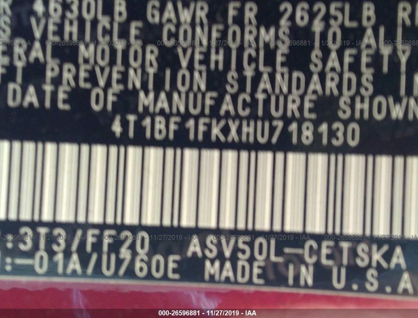 4T1BF1FKXHU718130