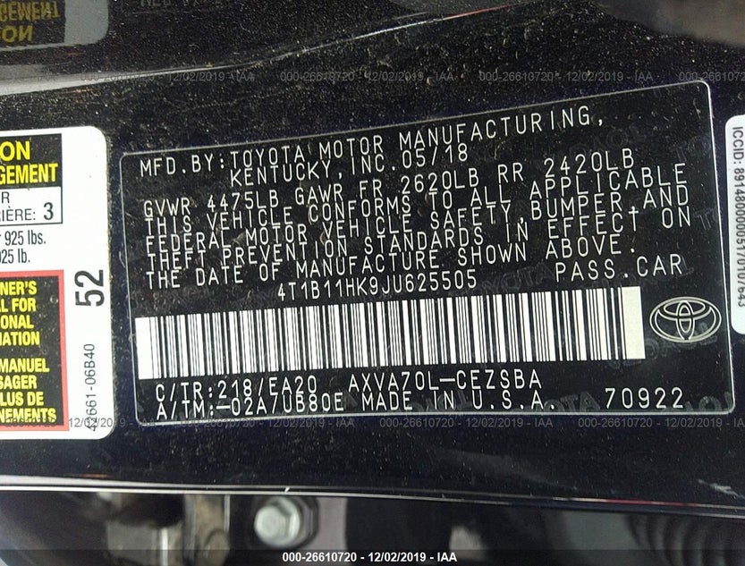 4T1B11HK9JU625505