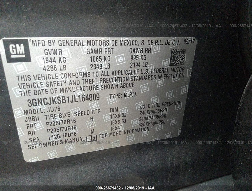 3GNCJKSB1JL164809