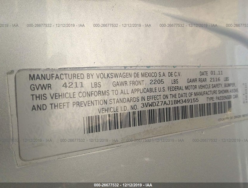 3VWDZ7AJ1BM349155