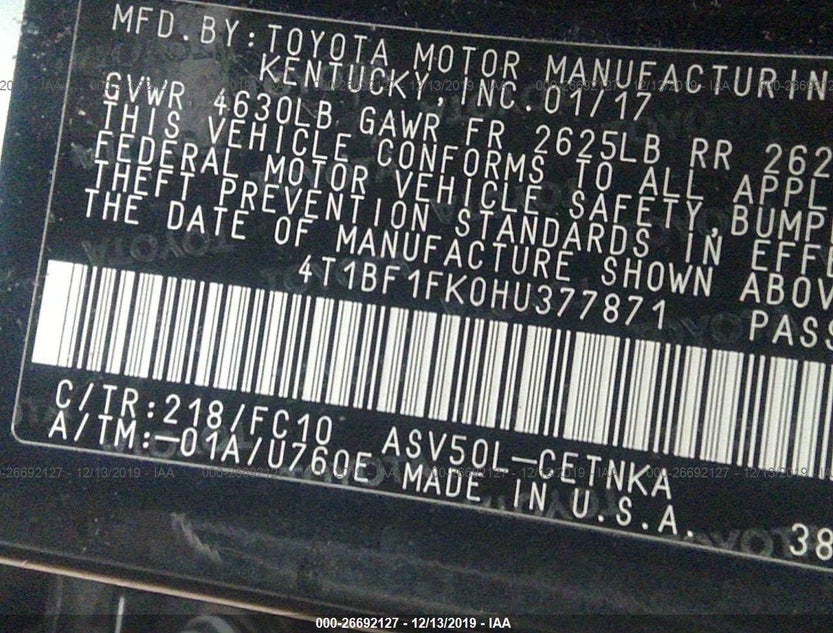 4T1BF1FK0HU377871