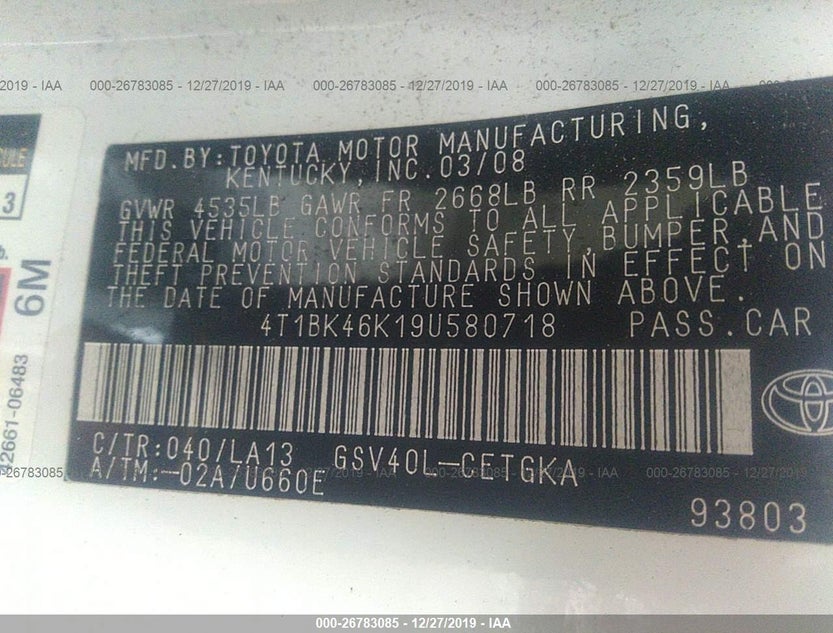 4T1BK46K19U580718