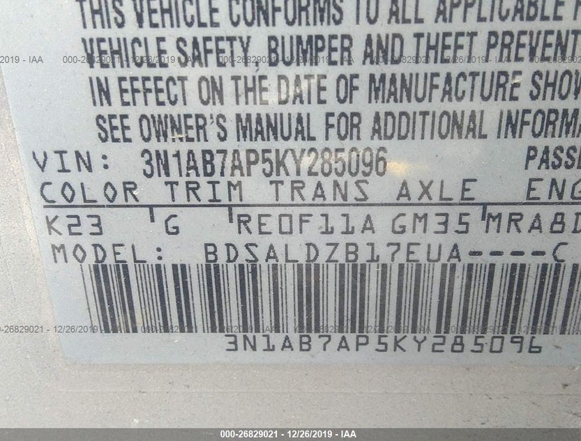 3N1AB7AP5KY285096