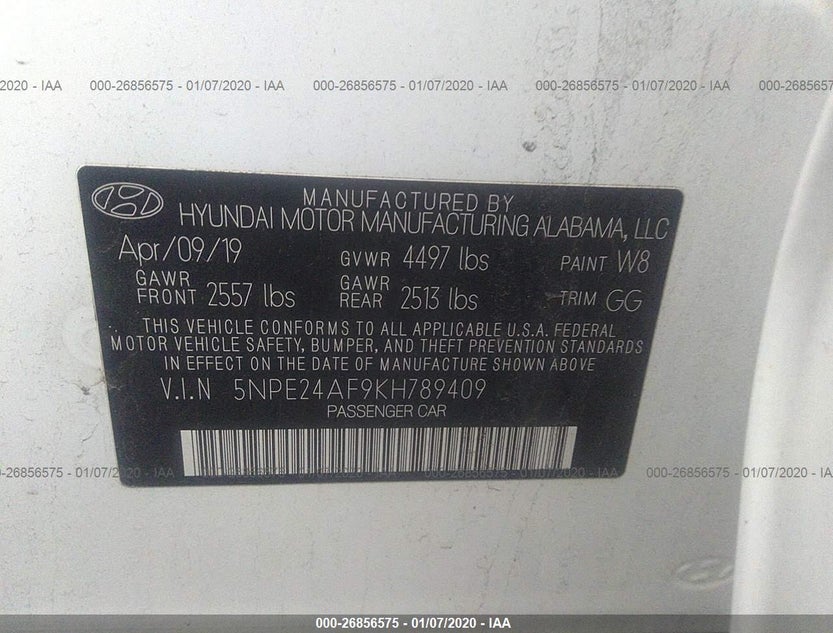 5NPE24AF9KH789409