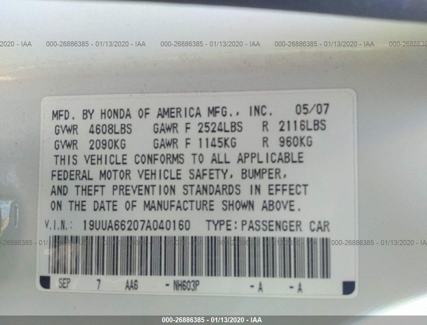 19UUA66207A040160