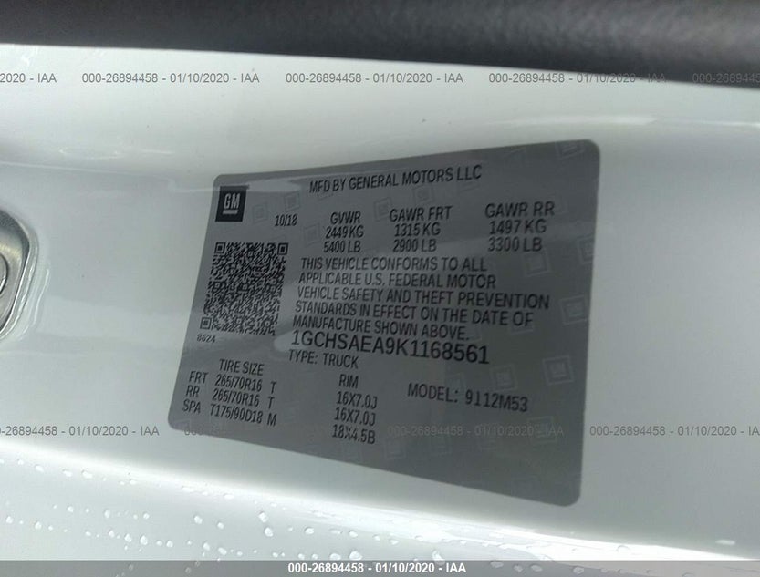 1GCHSAEA9K1168561