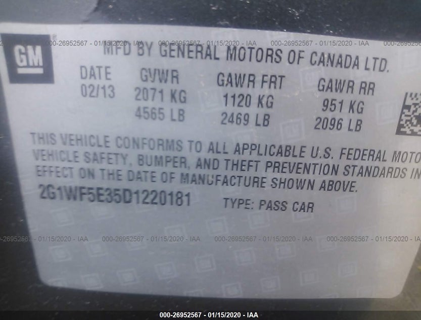 2G1WF5E35D1220181