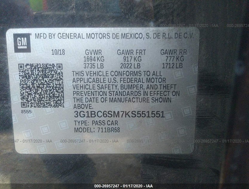 3G1BC6SM7KS551551