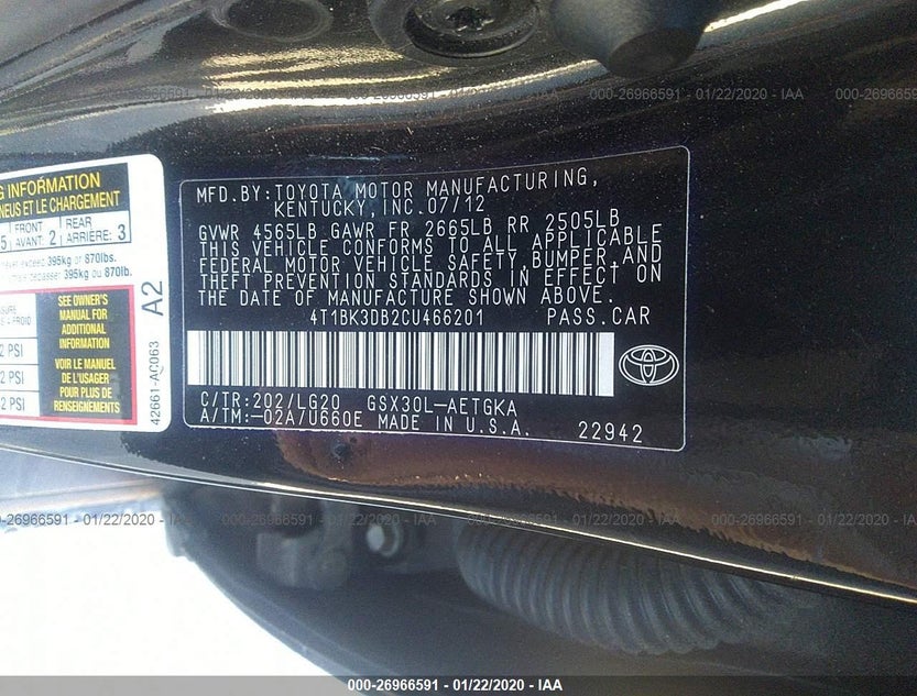 4T1BK3DB2CU466201