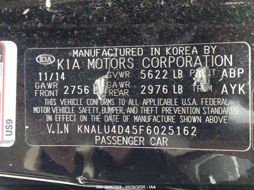 KNALU4D45F6025162 2015 Kia K900