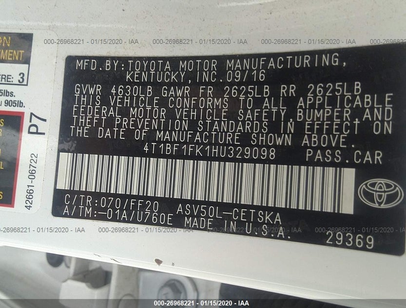 4T1BF1FK1HU329098