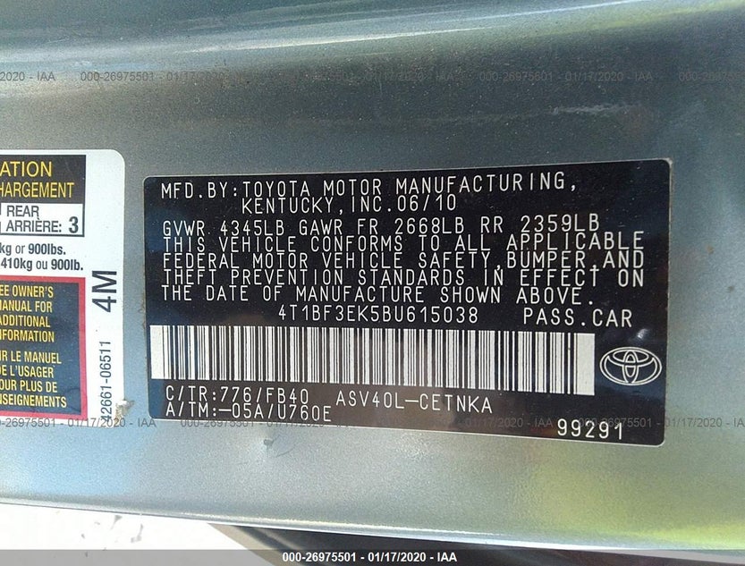 4T1BF3EK5BU615038