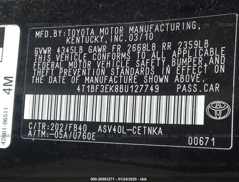4T1BF3EK8BU127749