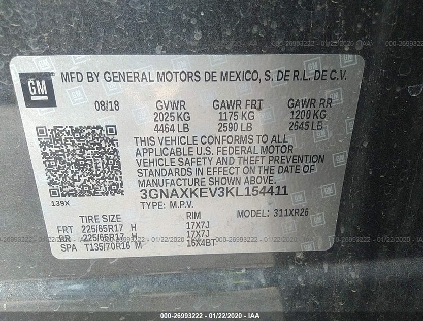 3GNAXKEV3KL154411