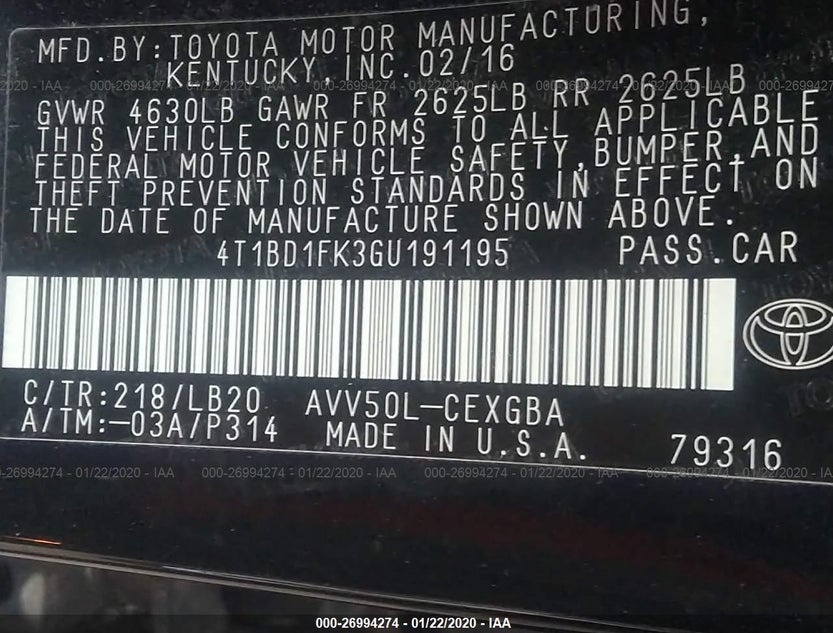4T1BD1FK3GU191195