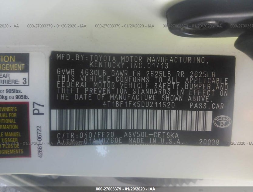 4T1BF1FK5DU211520