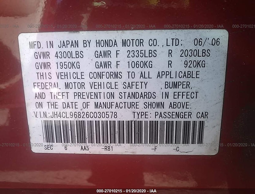 JH4CL96826C030578