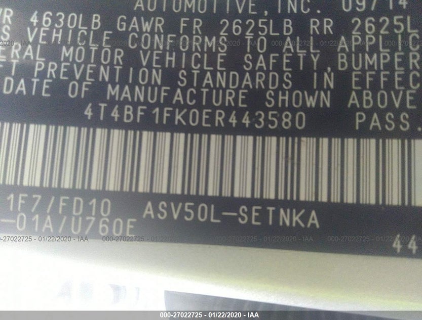 4T4BF1FK0ER443580