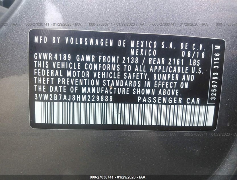 3VW2B7AJ8HM229888