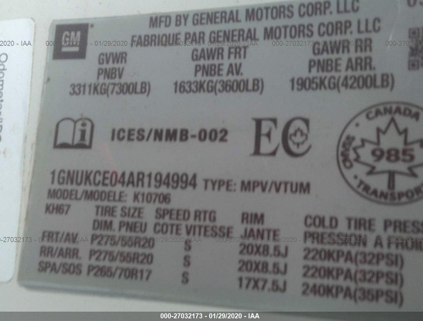 1GNUKCE04AR194994