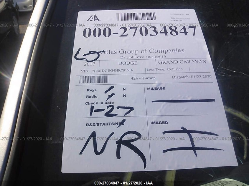 2017 Dodge Grand Caravan Gt VIN: 2C4RDGEG4HR791516 Lot: 27034847