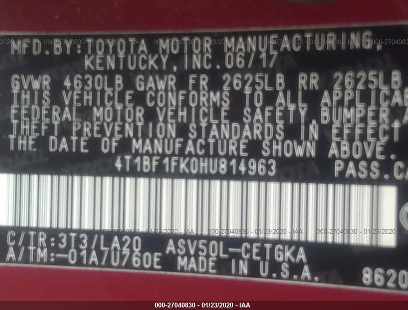 4T1BF1FK0HU814963