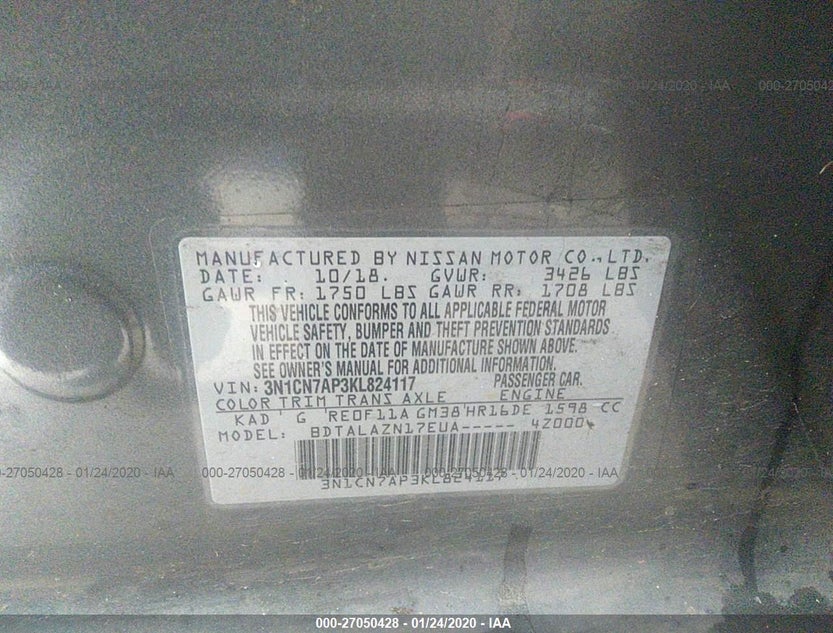 3N1CN7AP3KL824117