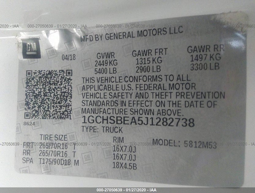 1GCHSBEA5J1282738