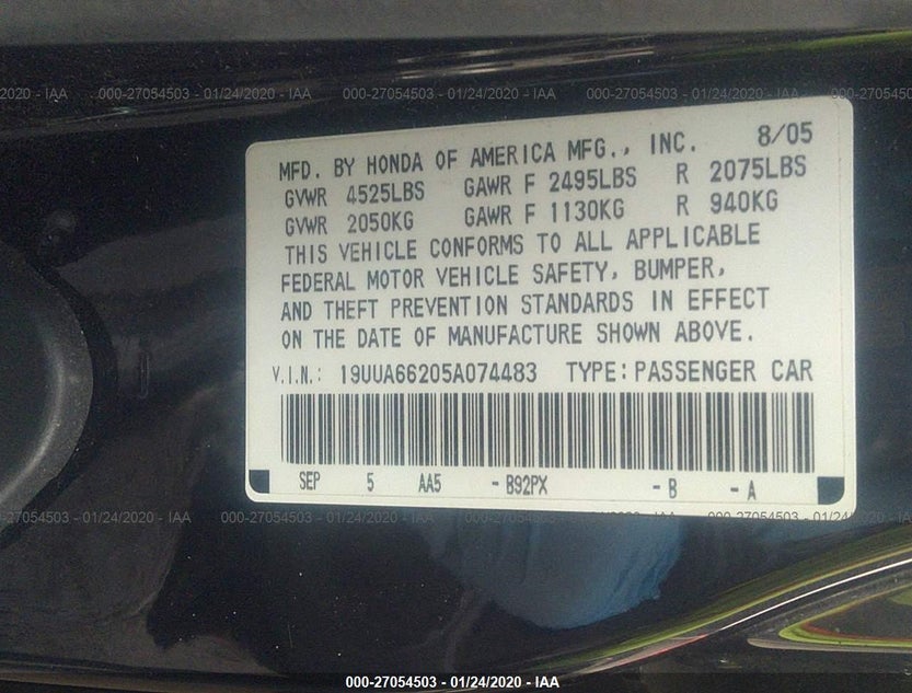 19UUA66205A074483