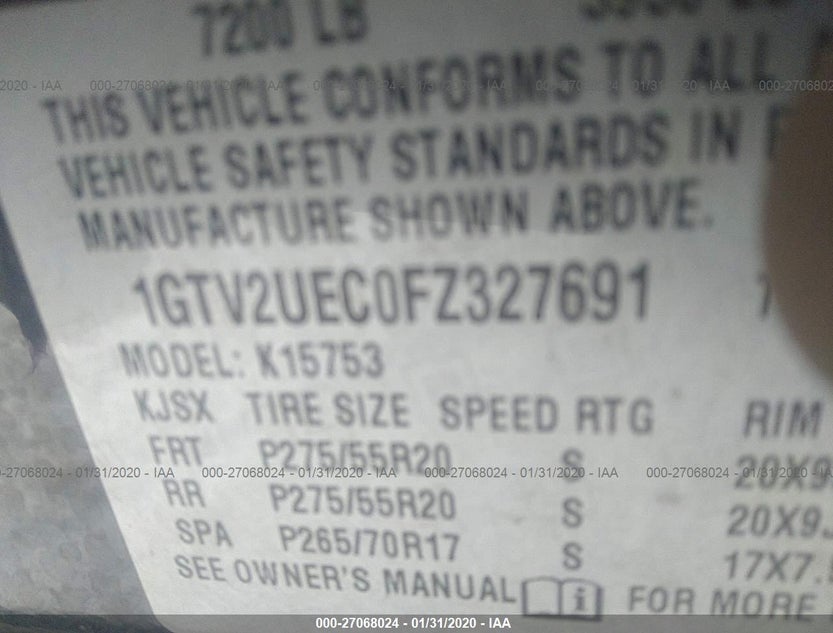 1GTV2UEC0FZ327691