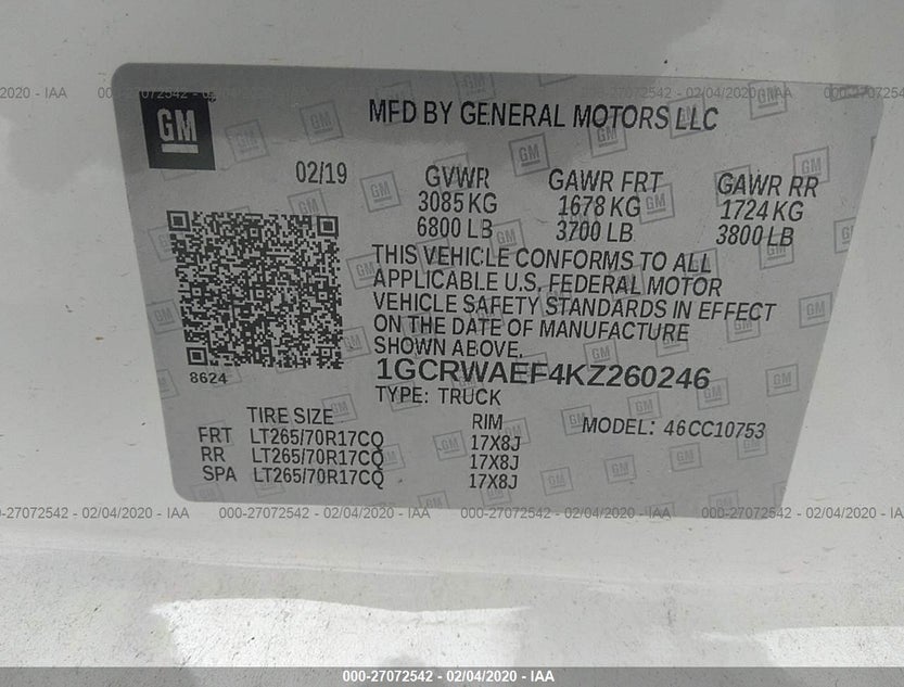 1GCRWAEF4KZ260246