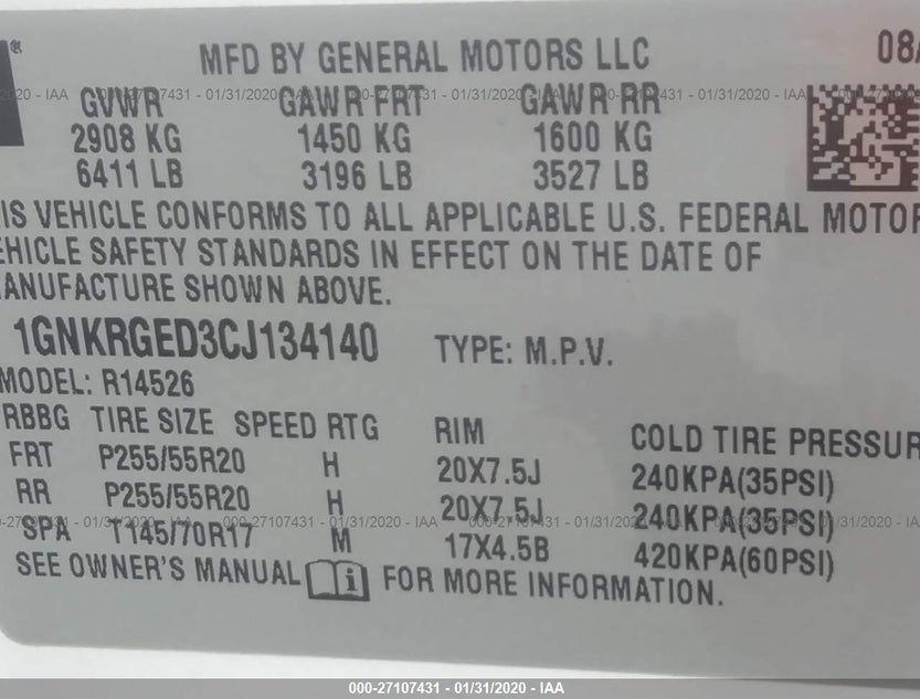 1GNKRGED3CJ134140