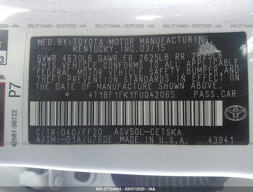 4T1BF1FK1FU042065