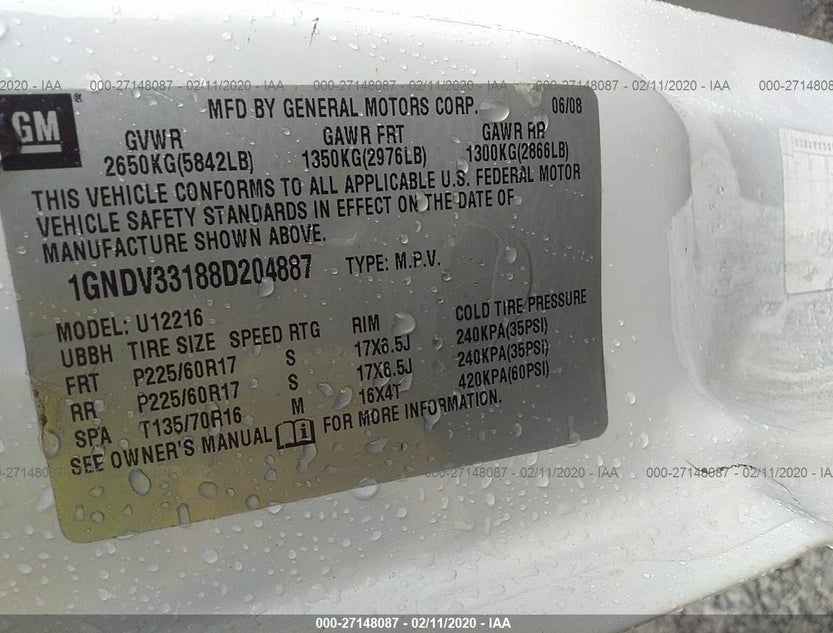 1GNDV33188D204887