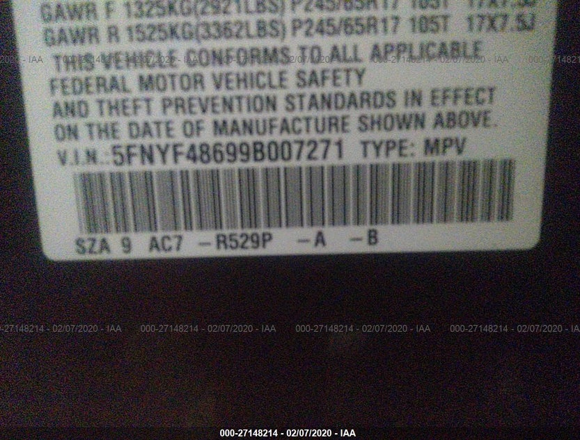 5FNYF48699B007271
