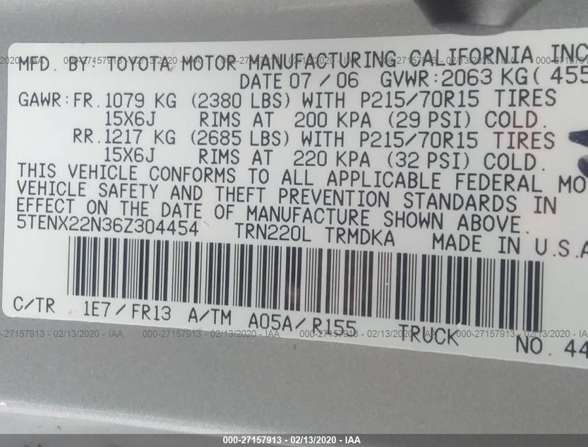 5TENX22N36Z304454