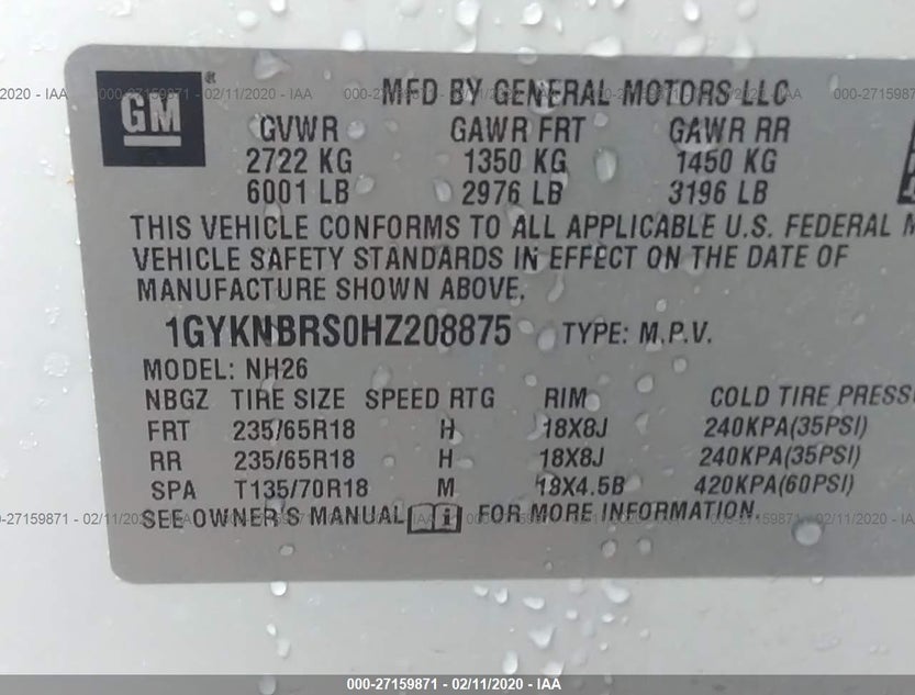 1GYKNBRS0HZ208875