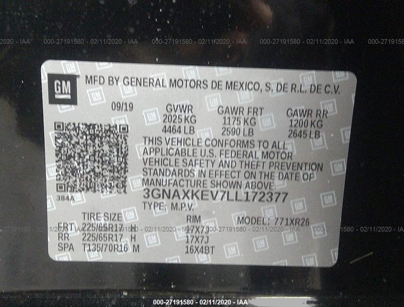 3GNAXKEV7LL172377